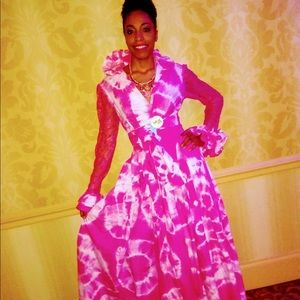 Pink and white tye/dye designer original dress.